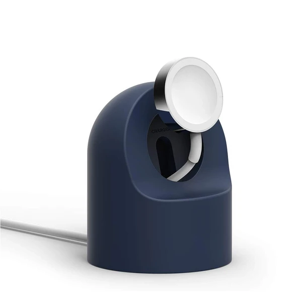 Apple Watch Uyumlu Silikon Akıllı Saat Şarj Standı  Lacivert - Resim 3