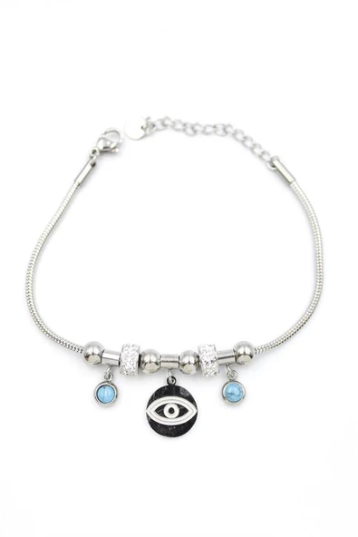 Göz Charm Bileklik - Gümüş - Resim 2
