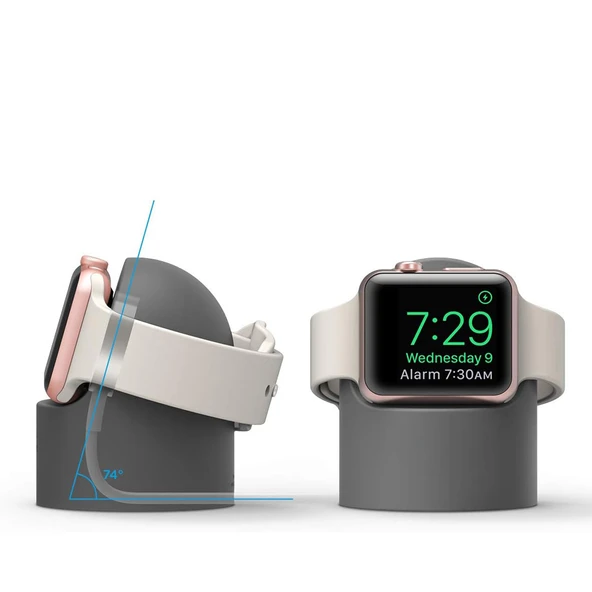 Apple Watch Uyumlu Silikon Akıllı Saat Şarj Standı  Gri - 6