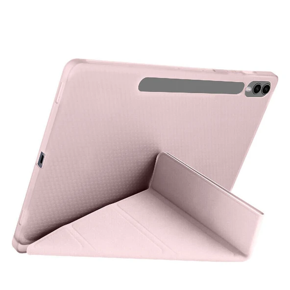 Samsung Galaxy Tab S7 Fe T735 / T737 / T730 12.4 İnç Katlanabilir Kalemlikli Standlı Akıllı Kılıf  Pembe - 2
