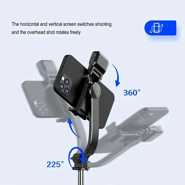 C01 Çok Amaçlı Selfie Çubuğu Masa Üstü Tripod Kumandalı Selfie 360 Derece Dönebilir 107 Cm - 6