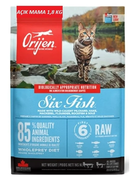 Orijen Six Fish 6 Balıklı Tahılsız Kedi Maması Tüm Irk Ve Yaşam Evreleri 1,8 KG