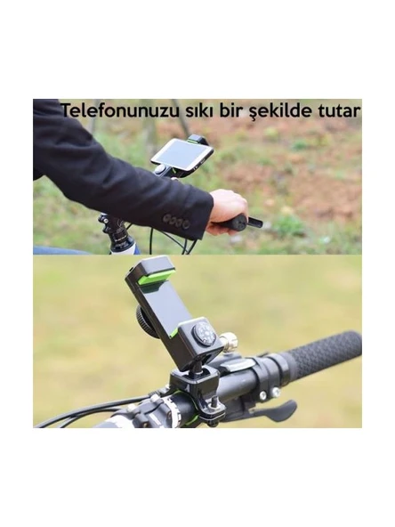Bisiklet, Scooter Gidon Uyumlu Pusulalı Telefon Tutucu, 4-6 Inch Boyut Esnek Telefon Tutucu - 4