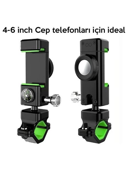 Bisiklet, Scooter Gidon Uyumlu Pusulalı Telefon Tutucu, 4-6 Inch Boyut Esnek Telefon Tutucu - 5