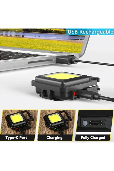 Ledli Mini Taşınabilir Usb Şarj Edilebilir 3 Fonksiyonlu Mıknatıslı Parlak Led Işık - 2
