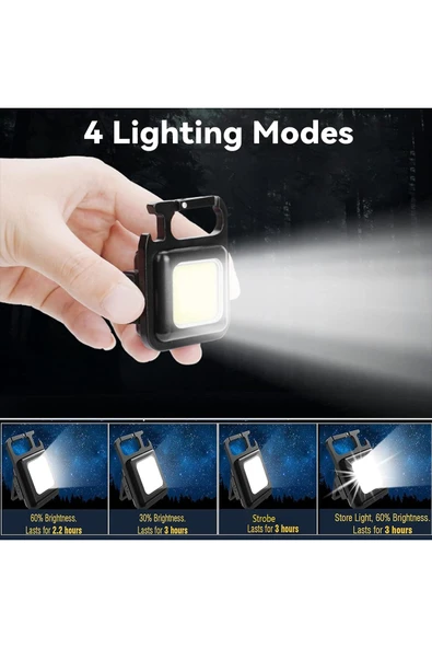 Ledli Mini Taşınabilir Usb Şarj Edilebilir 3 Fonksiyonlu Mıknatıslı Parlak Led Işık - 3