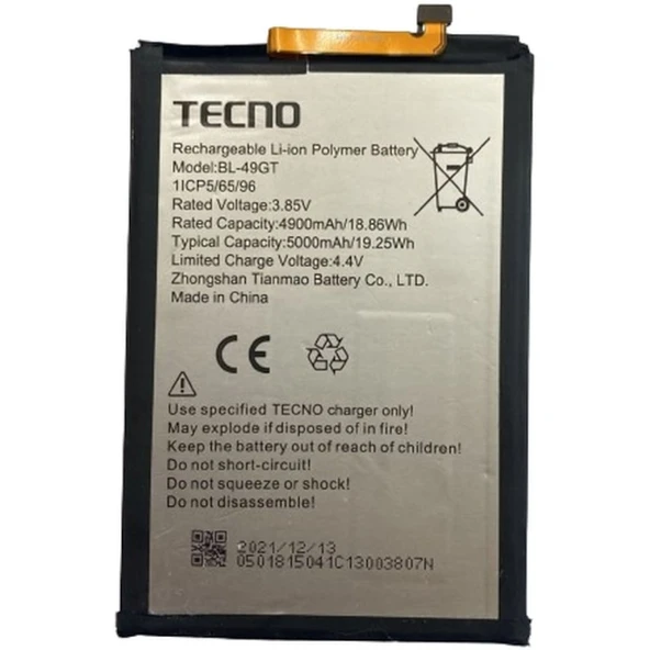 Tecno Camon 17 Cg6-cg7 Pil Batarya 5000 Mah ürün görseli