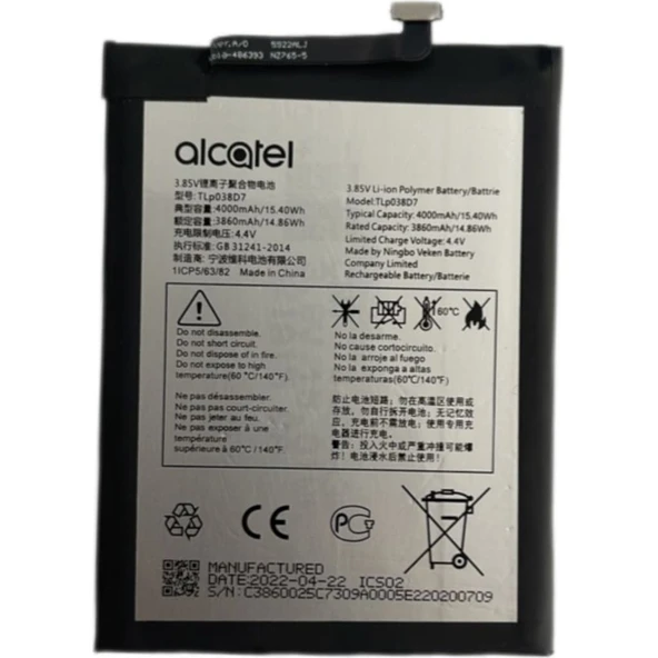 Alcatel 10se Pil Batarya Tlp038d7 ürün görseli