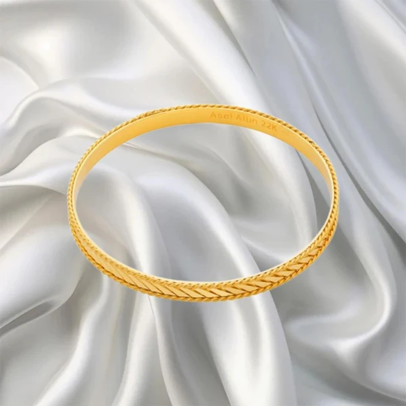 22 Ayar Aynalı Çapraz Kibrit Çöpü Bilezik 15 Gr - 2