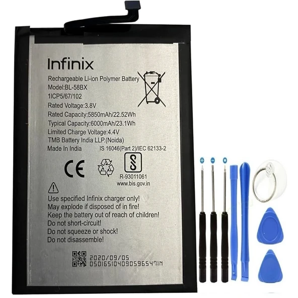 İnifix Smart 5 Pil Batarya Bl-58bx+tamir Set 6000 Mah ürün görseli