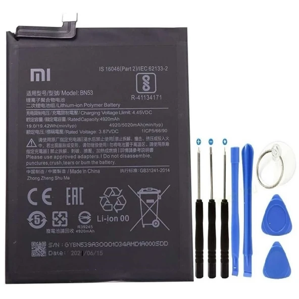 Xioami Redmi Note 9 Pro Pil Batarya Bn53 + Tamir Set 5020 Mah ürün görseli