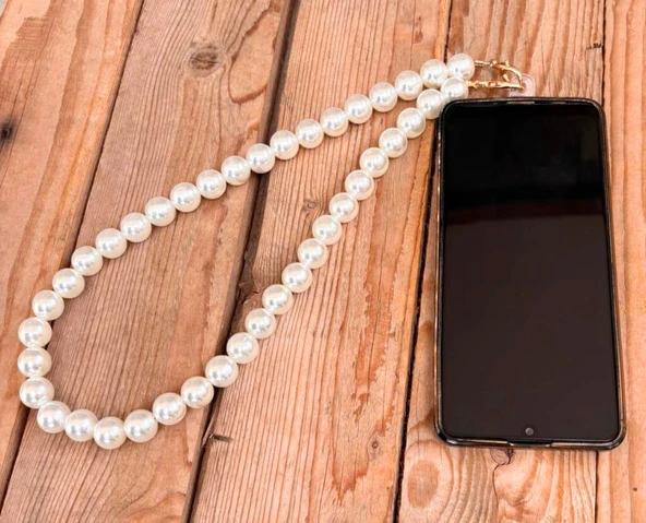Çanta Aksesuar 60 cm  Akrilik Telefon Aksesuarı, Telefon Zinciri, Telefon Askısı, İncili Telefon Askısı,Telefon Boyunluk Askı, Tüm Telefon Kılıfları İçin Uygundur (Kılıf Değildir)