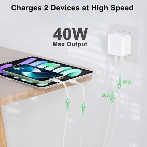 Apple iPhone Uyumlu USB-C - Lighting 35W Hızlı Şarj Cihazı Çift Çıkışlı Aynı Anda 2 Cihaz Şarjı imkanı. - Resim 4