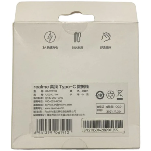 Realme RMW2189 Type C 3A QC 3.0 Hızlı Şarj Ve Data Kablosu - Resim 4