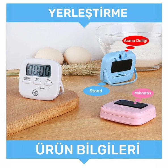 NPO NPT05P Mutfak,Ders,Yemek için 60dk Dijital Alarm Kronometre,Pomodoro Öğrenci Motivasyon Saati - 4