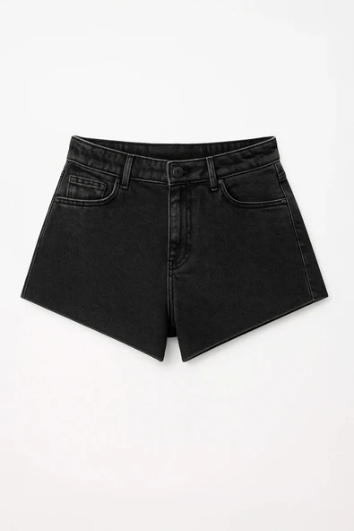 Kadın Yüksek Bel Püsküllü Paça Jean Şort - 8