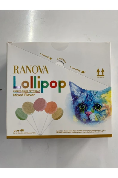 RANOVA kediler için karışık lezzetli dondurularak kurutulmuş lolipop *1.4 gr 15’Lİ