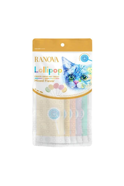 RANOVA Lolipop Karışık Çeşitli Kedi Ödül Maması 1,4 gr 5'li