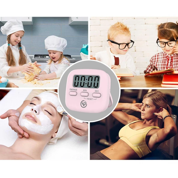 NPO NPT05P Mutfak,Ders,Yemek için 60dk Dijital Alarm Kronometre,Pomodoro Öğrenci Motivasyon Saati - 5