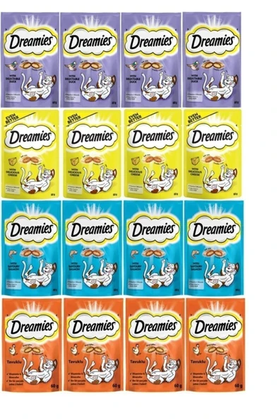 Dreamies Peynirli-somonlu-ördek Etli-tavuk Etli Kedi Ödülü 16 X 60 gr
