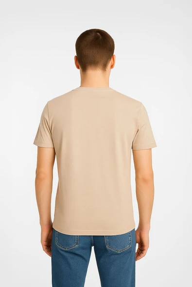 Erkek Rahat Kesim Bisiklet Yaka Yazı Baskılı T-shirt - 5