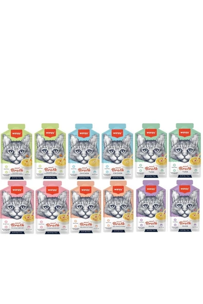 Wanpy Karışık Aromalı Kedi Çorbası 50 gr x 12 Adet Sıvı Kedi Ödülü
