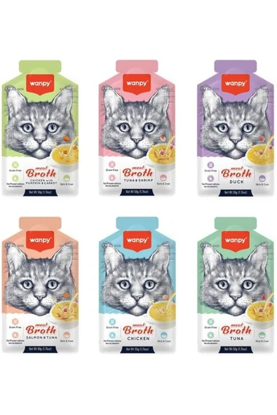 Wanpy Karışık Aromalı Kedi Çorbası (50GR X 6 ADET) Sıvı Kedi Ödülü