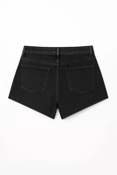 Kadın Yüksek Bel Püsküllü Paça Jean Şort - 7