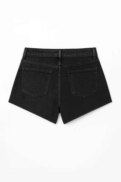 Kadın Yüksek Bel Püsküllü Paça Jean Şort - 9
