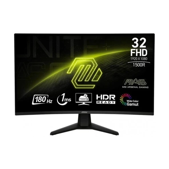 MSI 31.5 MAG 32C6 CURVED 1500R VA 2560X1440 (FHD) 16:9 180HZ 1MS FREESYNC PREMIUM GAMING MONITOR
