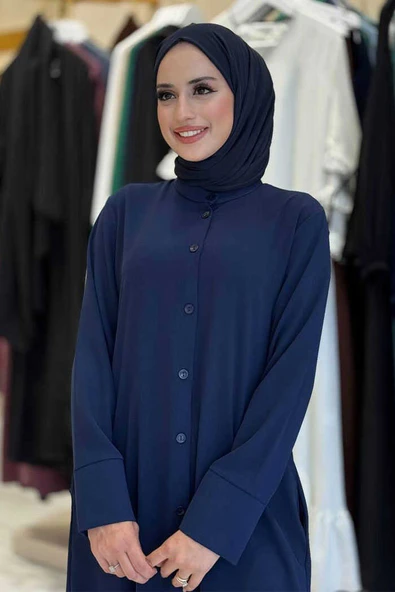Düğmeli Cepli Tunik ve Pantolon İkili Takım 8682 Lacivert - 4