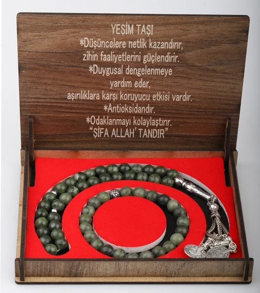 KUTULU 33 LÜ TESBİH BİLEKLİK SETİ YEŞİM TAŞI ürün görseli 1