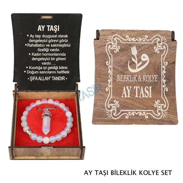 KUTULU KOLYE BİLEKLİK SETİ  AY TAŞI - 1