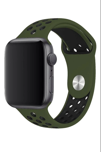 Apple Watch Series 7 45 MM Fileli Kordon Haki-Siyah - 2