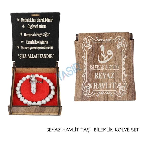 KUTULU KOLYE BİLEKLİK SETİ BEYAZ HAVLİT - 1