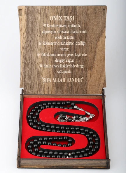 KUTULU 99 LU TESBİH ONİKS TAŞI ürün görseli 1