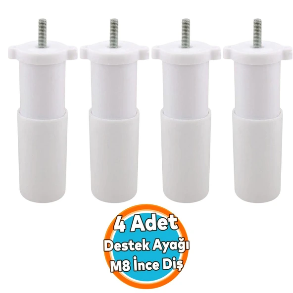Mobilya Kanepe Sehpa TV Ünitesi Koltuk Orta Destek Ayağı Ayarlanabilir 9.5 cm Beyaz Baza Ayak 4 ADET ürün görseli