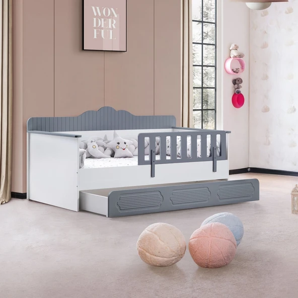 Yavrulu Karyola, Flower Yavrulu Montessori Karyola - Beyaz + 2 Adet Comfort Yatak - 8