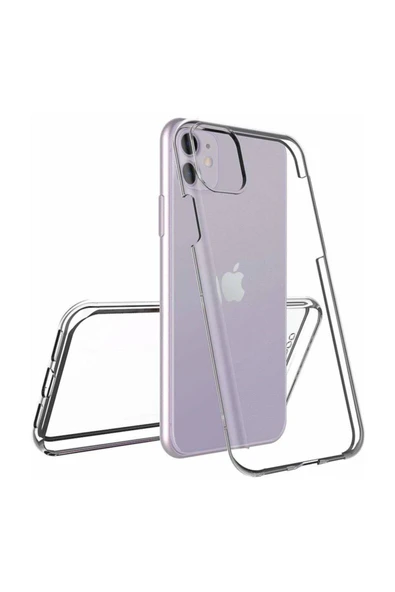 Apple iPhone 11 Pro Max Çift Taraflı Silikon Kılıf Şeffaf - 2