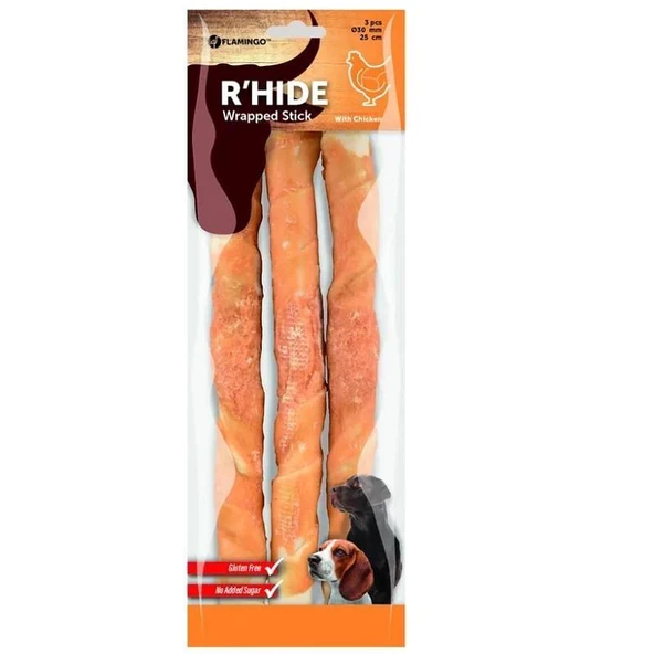 Flamingo Rhide Tavuk Sargılı Kemik Köpek Ödülü 25 Cm 240 Gr