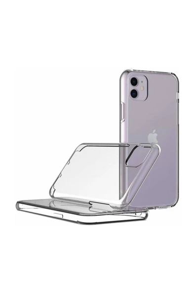 Apple iPhone 11 Pro Max Çift Taraflı Silikon Kılıf Şeffaf - 3