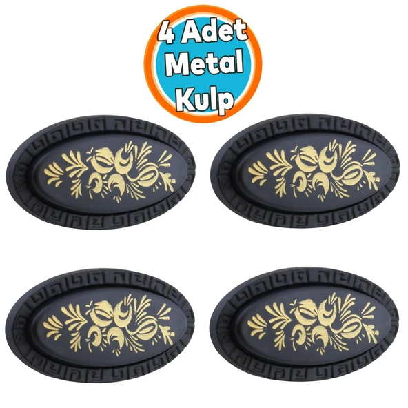 Mobilya Düğme Kulp Çekmece Dolabı Dolap Kapak Kulpu Kulbu Dekoratif Metal Siyah 4 Adet ürün görseli