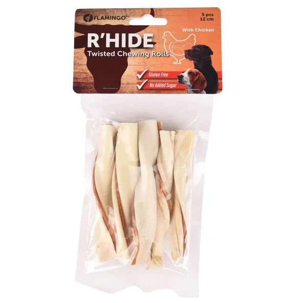 Flamingo Rhide Tavuklu Glutensiz Burgu Köpek Ödül Maması 12 cm 70 Gr 5'li