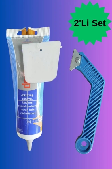 HAFSER 2'li Set Fayans Arası Gri Hazır Derz Dolgusu Derz Kazıyıcı Temizleyici