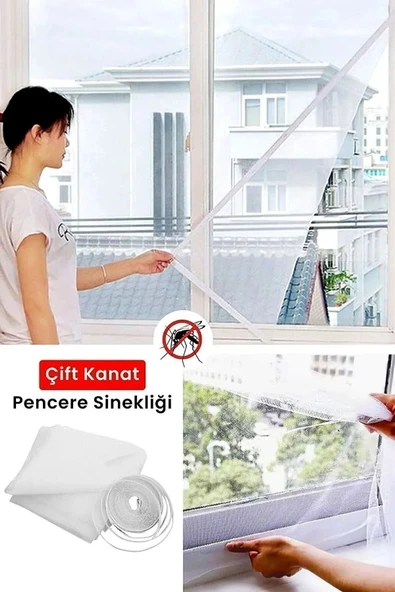 HAFSER 125 X 150 Cm Çift Kanat Sineklik Yapıştırma Bantlı Pencere Ve Kapıların Kapanmasını Engellemez - 2