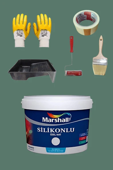 Marshall 5'li Set Silikonlu Özel Mat Duvar Boyası Kavakyeli 50 Çeşit Renk 2.5lt