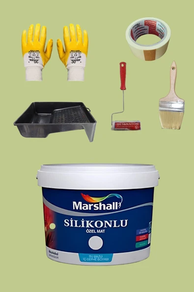 Marshall 5'li Set Silikonlu Özel Mat Iç Cephe Duvar Boyası Fıstık 15-7.5-2.5lt