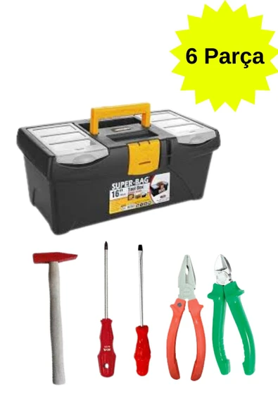 SAHAF Superbag 5 Parça Takım Çantası Seti 16inc (YILDIZ TORNAVİDA DÜZ TORNAVİDA PENSE YANKESKİ ÇEKİÇ)