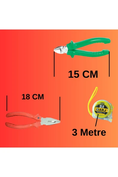 HAFSER 6 Parça Tamir Seti Tornavida Pense Yankeski Metre Elektrik Bandı - 4
