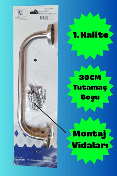HAFSER 30 Cm Tutunma Barı Tutamak Wc Banyo Duş Klozet Küvet Yanı Kullanım Için . - 1